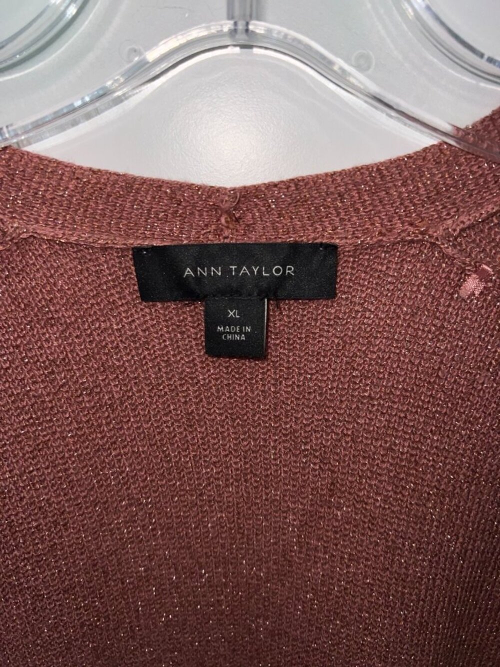 Ann Taylor Duster Cardigan Size XL Metallic Peach? Long Sleeve Pockets Maxi - Picture 12 of 12